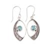 Himmelblauer Topas Edelstein 925 Sterlingsilber Geschenk Schmuck Handgefertigte Ohrringe 1.60" EE-61-8