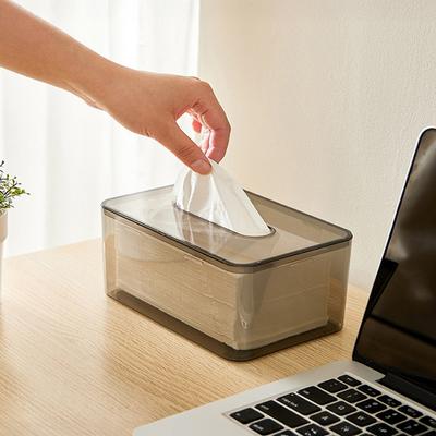Caixa de Lenços Faciais com Tampa Mesa Transparente Dispensador Retangular para Lenços de Secar para Escrivaninhas Bancada Toucador Quarto Cômodas