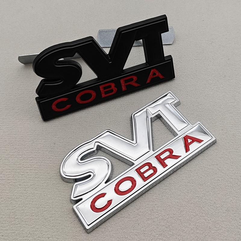 3D Metal Logo SVT COBRA Car Sticker Rear Trunk Badge Front Grille Emblem For Ford Mustang Shelby GT500 GT350 F150 GT Accessories