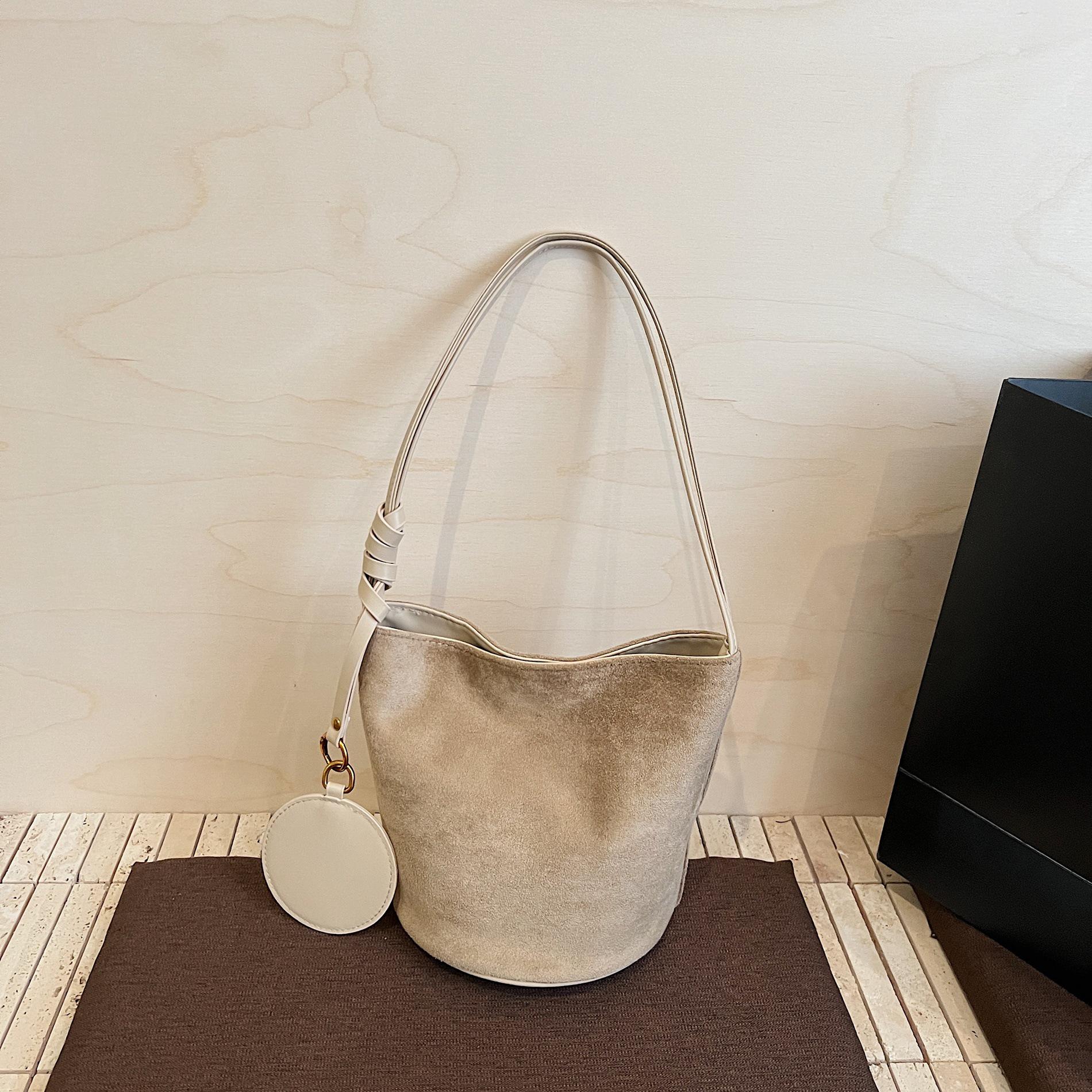 

Стильная замшевая повседневная сумка-ведро - Модный, универсальный дизайн на плечо и через плечо темные хаки