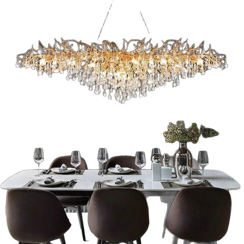 Elegant French Luxury Crystal Chandelier with Water Drop Design for Dining Rooms and Villas