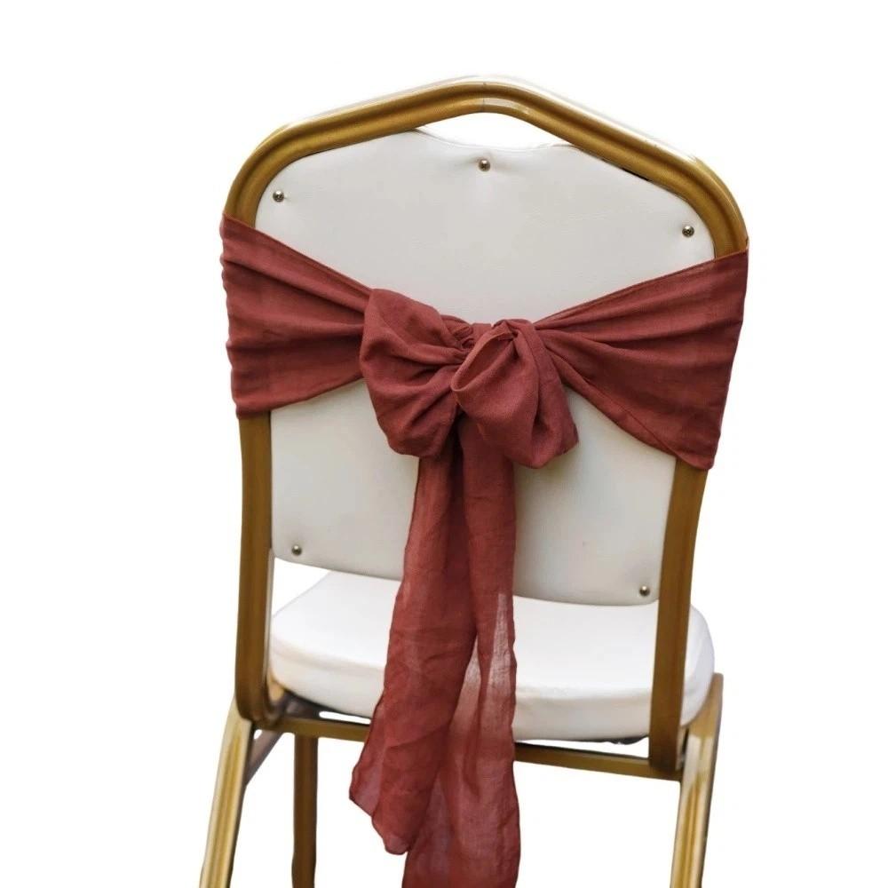 2Pcs Rustic Chair Sashes Cheesecloth Tulle Chair Cover Chair Decorative Bows Wedding Decoration