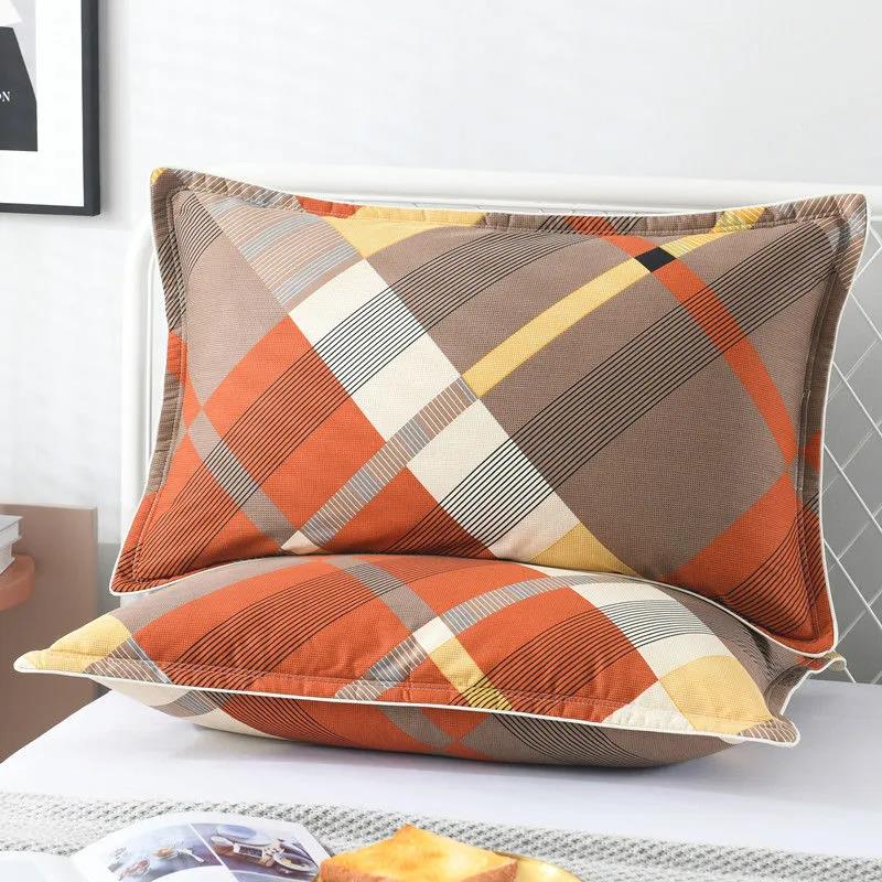 Two-pack Cotton Pillowcase Bedroom Bedding Double Single Pillow Core Cover 48*74cm