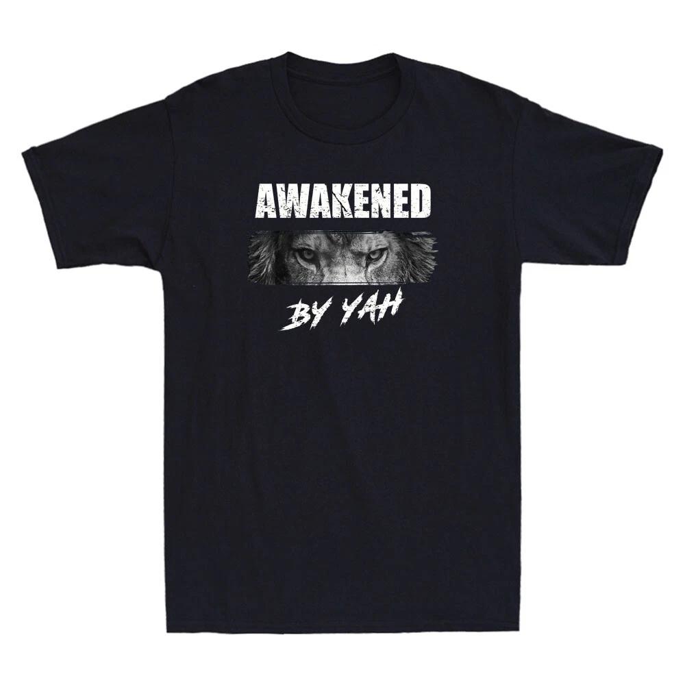 Awakened By Yah Hebrew Israelite Lion of Judah Funny Jesus Vintage Men s T-Shirt XXXXL