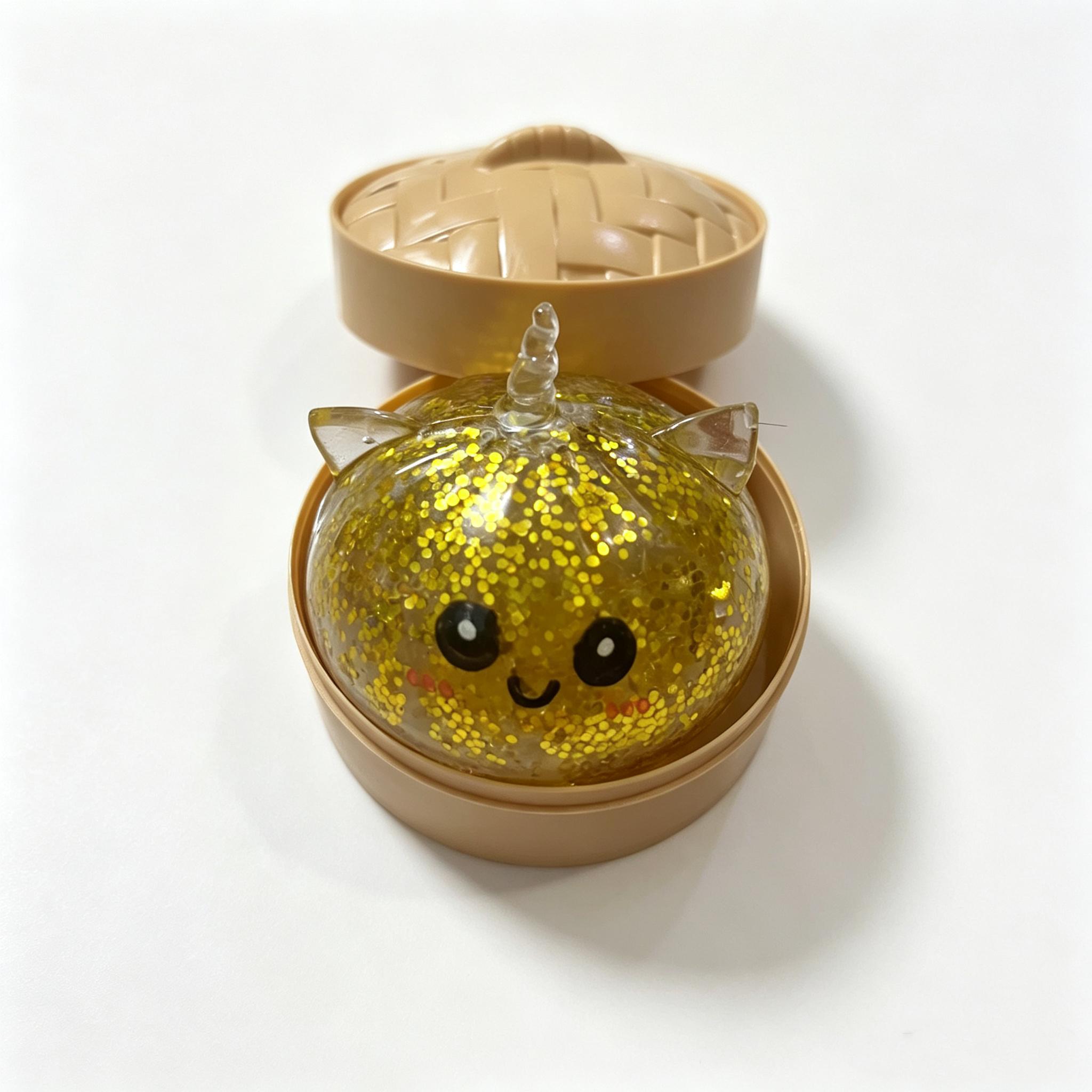 Glitzernder Ozean-Knödel Squishy Spielzeug Weich Langsam Rückstellend Mini-Brötchen Fidget Dampfgarer Gedämpft Gefüllter Brötchen Quetschen Geschenke Schreibtischdekoration beige