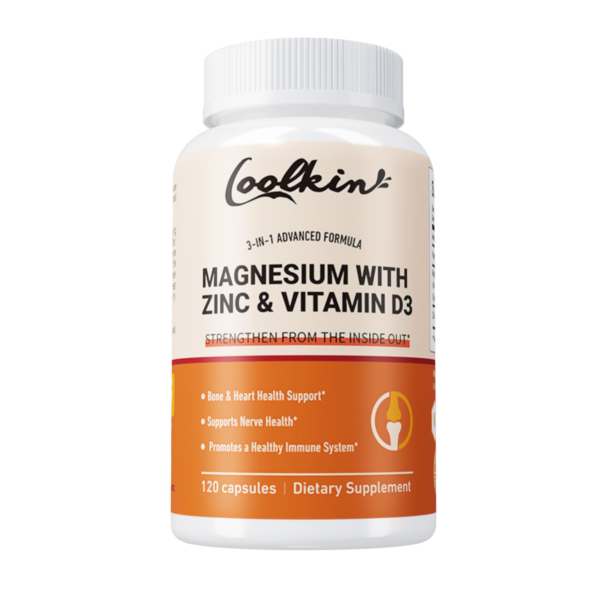 Magnesium, Zinc, and Vitamin D3 Supplements, Nutritional Supplements, All-Natural, Suitable for Adults 120*1