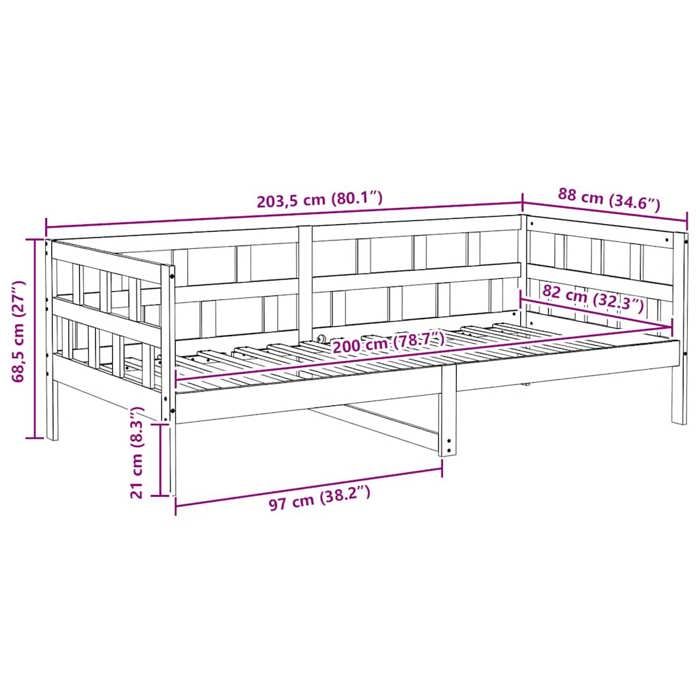 VidaXL Daybed, Sofa Bed, Guest Bed, Indoor Bedroom Furniture, Modern, Wax Brown 80x200 Cm Wood of 844409
