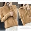 Women's Polo Collar Sweater  Autumn Winter Thick Woolen SweaterSolid Color Pullover Wool Knitwear