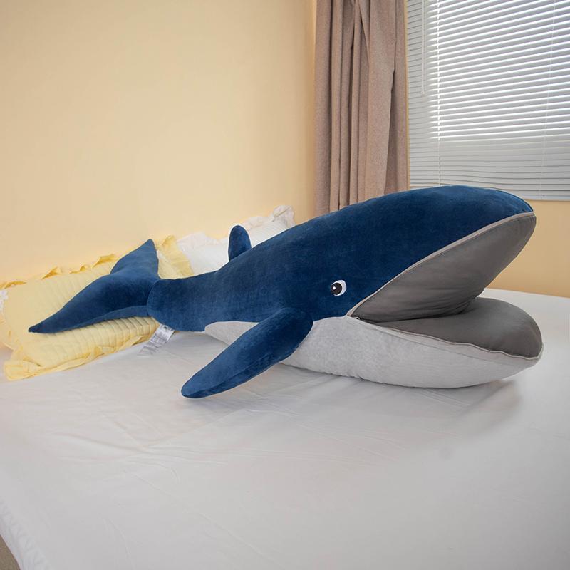 45-120cm Giant Open Mouth Whale Plush Toy Blue Marine Animal Stuffed Doll Huggable Shark Soft Animal Pillow Floor Mat Kids Gift