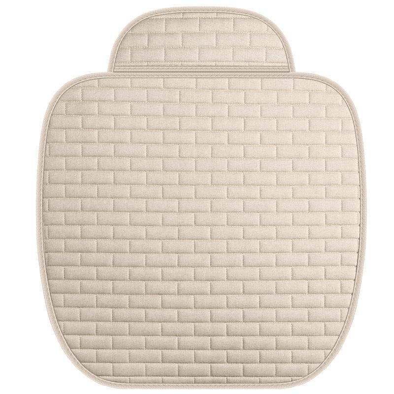 Grid Linen Backless Car Seat Cushion Set - Single, Square, Three-Piece, Four Seasons Universal