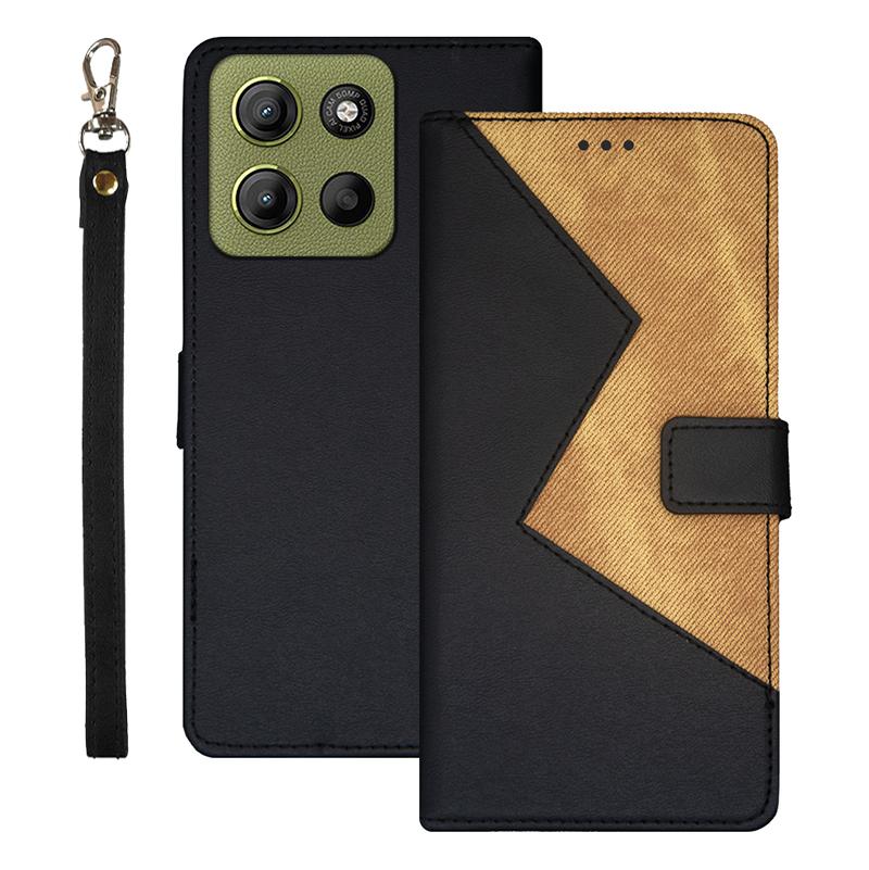 IDEWEI For Motorola Moto G15 Power 4G Case Card Slots Splicing Color Leather Phone Cover