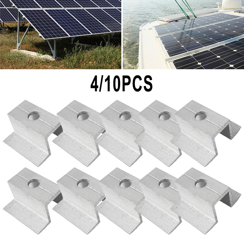 4/10Pcs Solar Middle Clamp PV For Frame Aluminum Alloy Solar Panel Pressure Block Solar Photovoltaic Bracket For Frame Modules