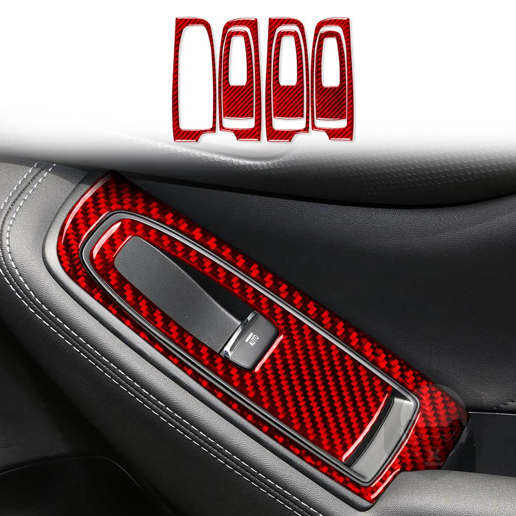 Real Carbon Fiber Car Accessories Window Lift Set Trim Cover Soft Sticker For Subaru Forester SK 2024