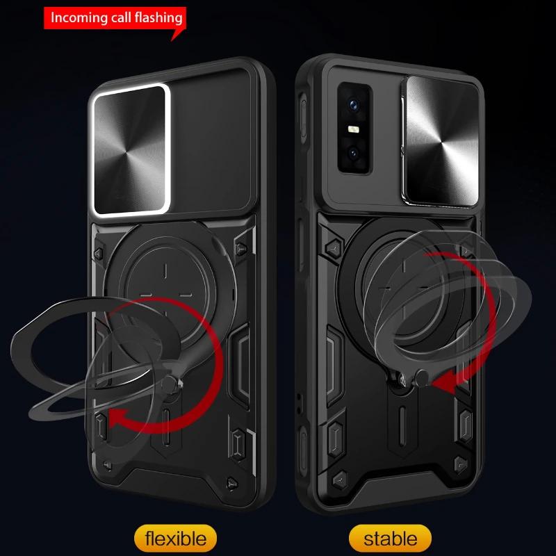 For Infinix GT 30 Pro Case Heavy Duty Shockproof Armor Magnetic Ring Holder Slide Lens Protection Cover for Infinix GT 30 Pro