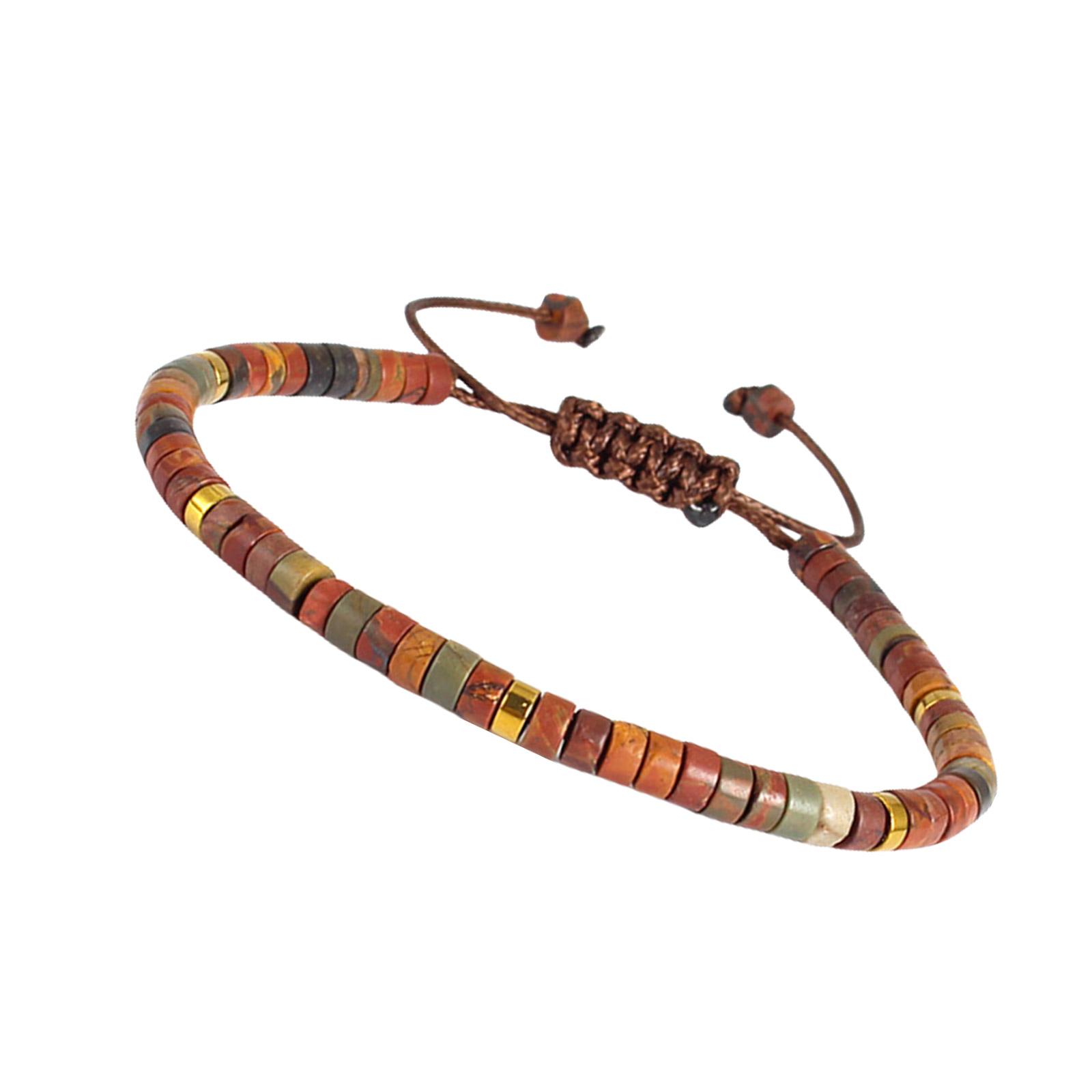 

Регулируемый браслет из бусин, натуральный камень, браслет-веревка, браслет унисекс, текстура камня, подходит для мужчин и женщин 3