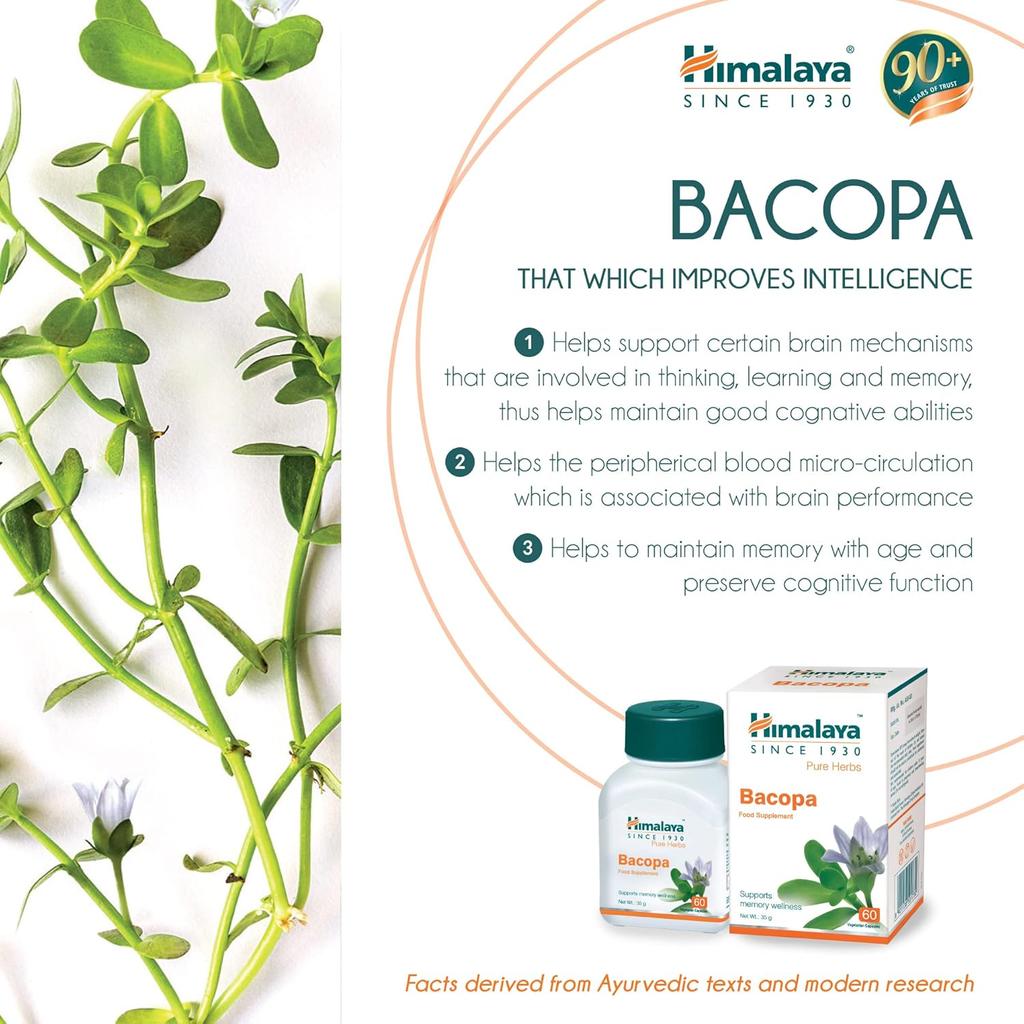 Himalaya Wellness Brahmi Tablets 60 Tablets Each Natural Mind Health Booster Pack of 2