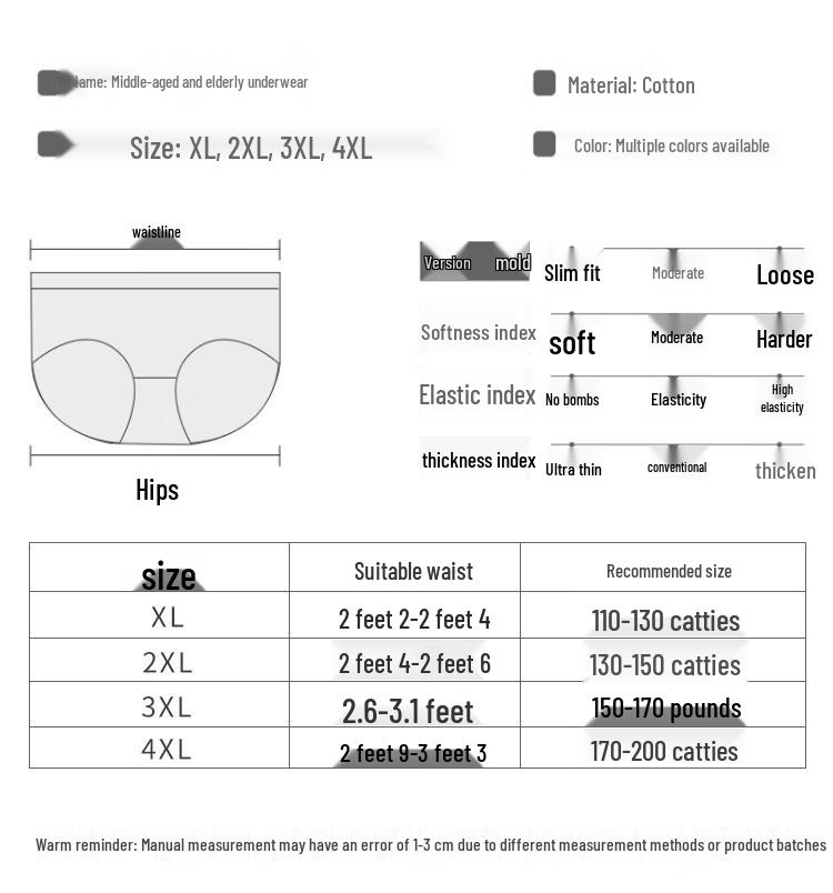 LANSWE Men's Pure Cotton Mid-High Waist Plus Size Briefs