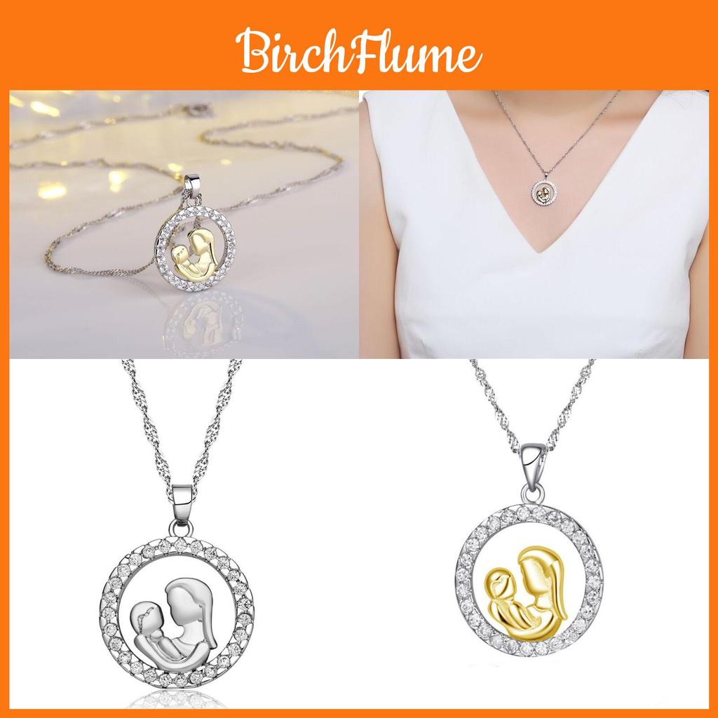 Elegante Gioiello Rotondo in Zirconia Tema Madre e Figlio per Regalo Festa della Mamma in Oro e Argento