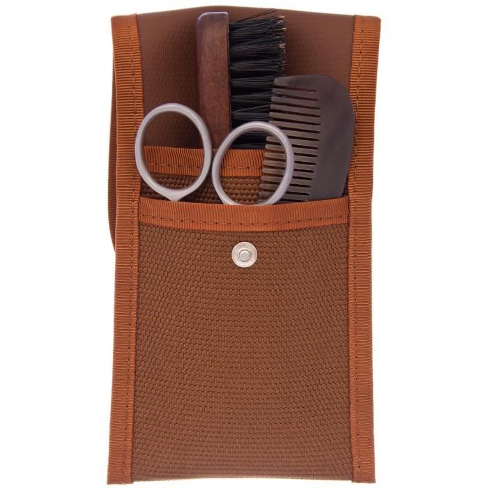 LA MAISON DU BARBIER Set Moustache 3 Pièces - Ciseau + Brosse + Peigne