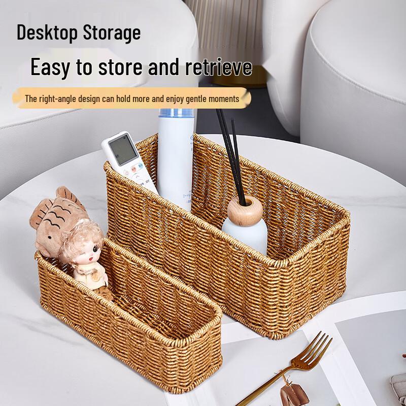 Imitation Rattan Wooden Storage Basket
