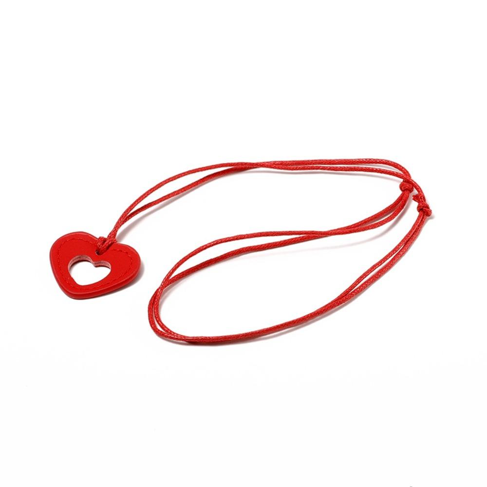 

Anti-loss Sunglasses Lanyard Hanging Neck Pu Leather Necklace Simple Eyeglasses Rope Lady Red-heart