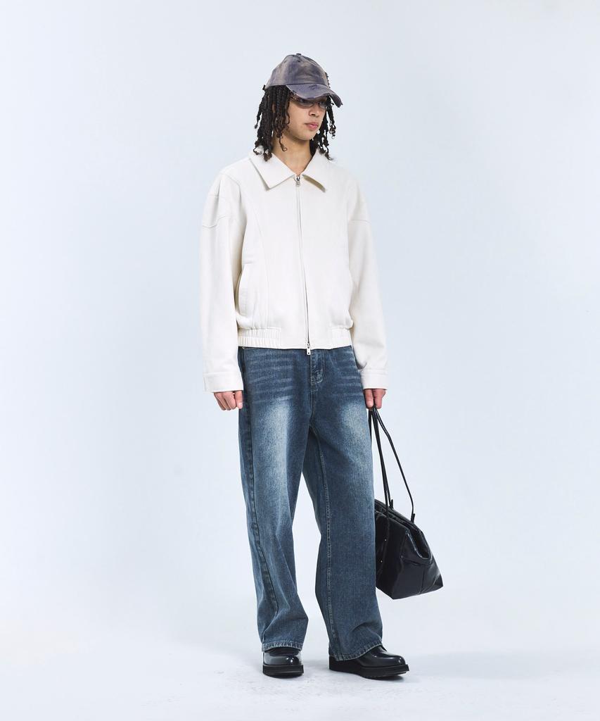 Standarderror 87-Stan061 Layer Line Suede Blouson Jacket Ivory