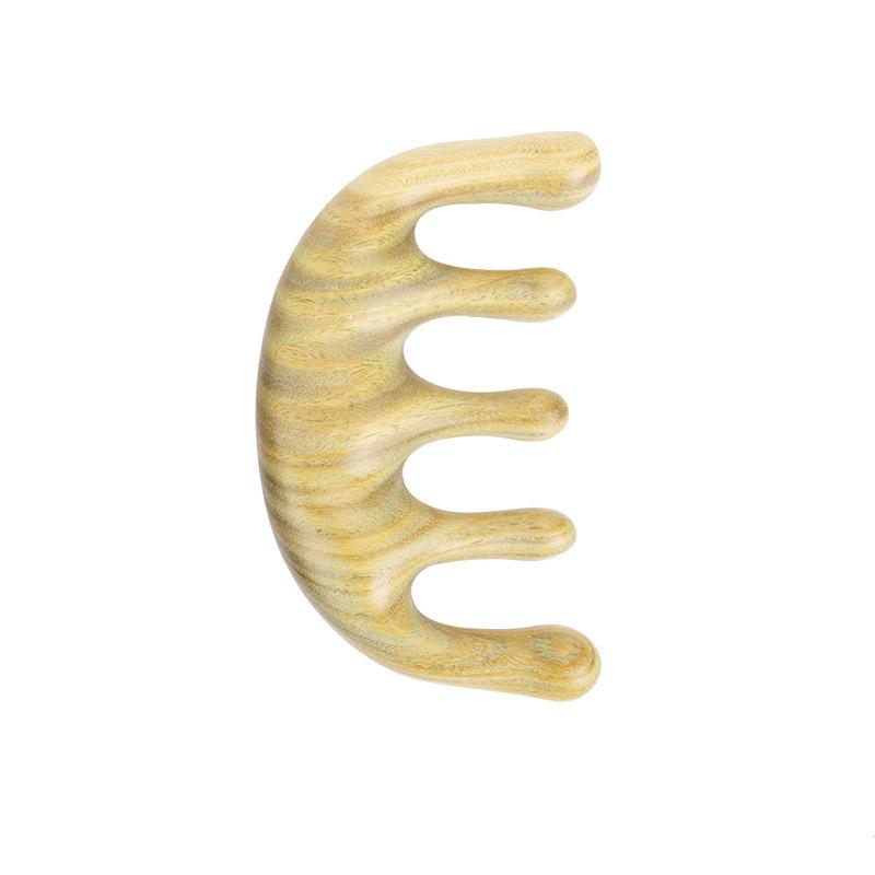 1PC Wooden Massage Comb Meridian Head 5 Teeth Sandalwood