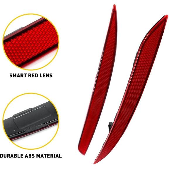 Rear Bumper Reflector Lamp Compatible for TESLA MODEL Y 2020-2024,Replacement Red Marker Lights Lens Left Driver Right Passenger Side Trim