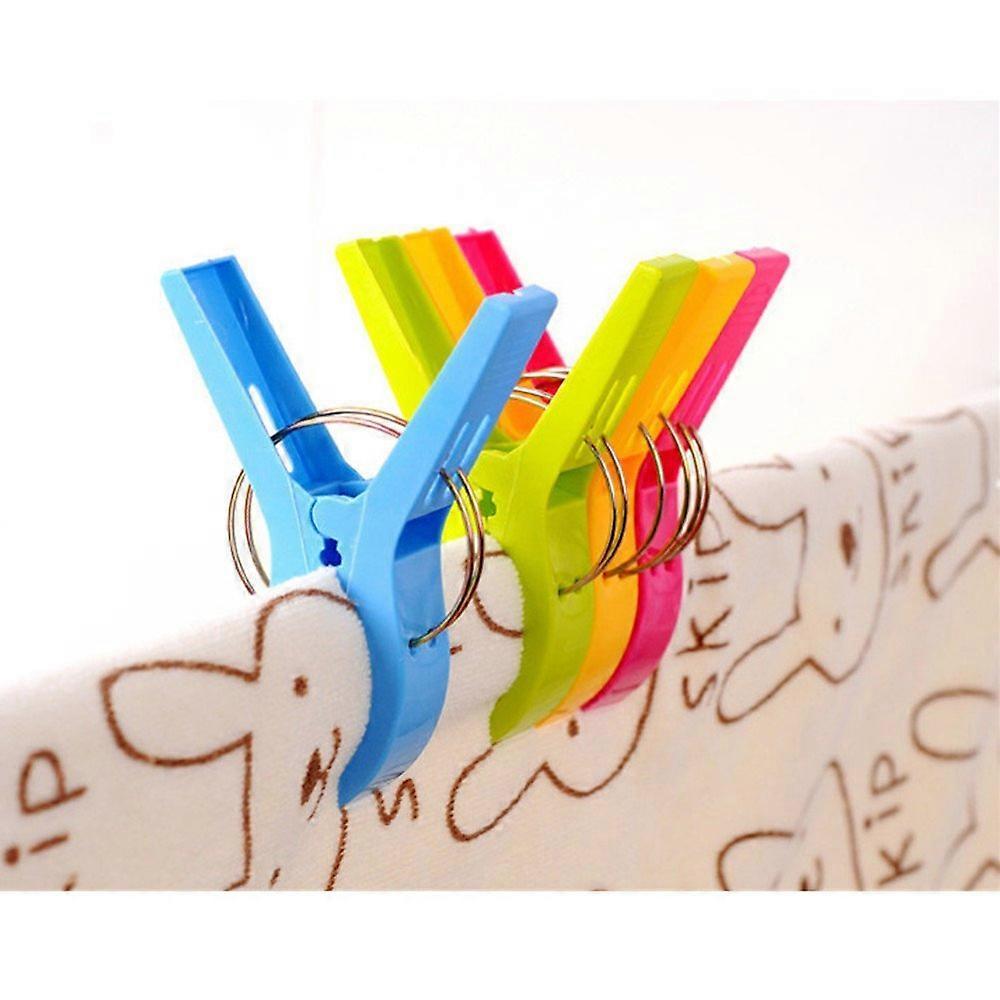 Pack of 8 Large Bright Colour Plastic Beach Towel Pegs Clips for Sunbed - Holiday Essentials - Towel Holder Grips for Deck
