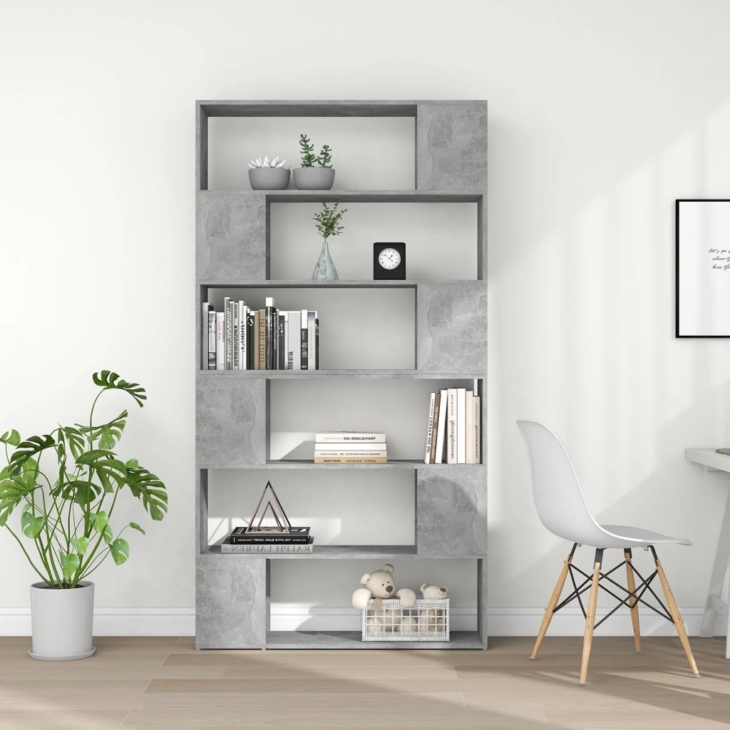 Bookshelf Room Divider Concrete Grey 100 x 24 x 188 cm