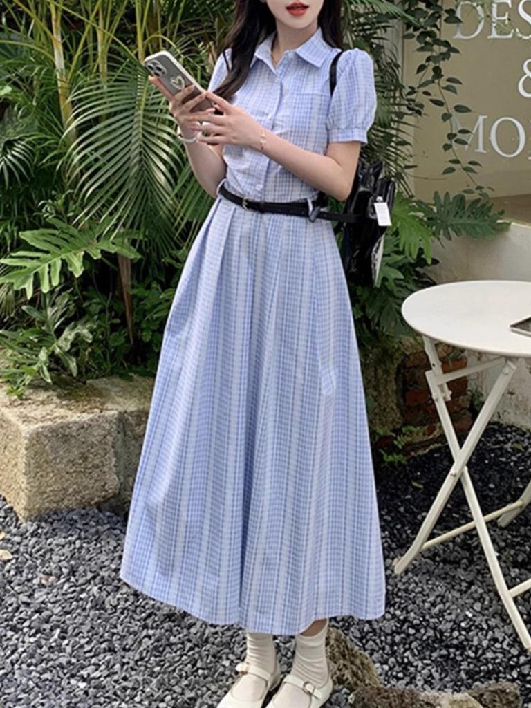 (original Practice + Belt) French Temperament Shirt Long Skirt New Women's Summer Feeling Is Popular This Year