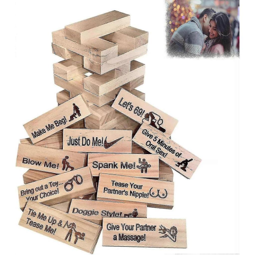 54pcs Super Naughty Block Tower Game, Couple Activities & Date Night Ideas, Valentine Tumbling Tower Stacking Blocks Game For Couples Night Party Game