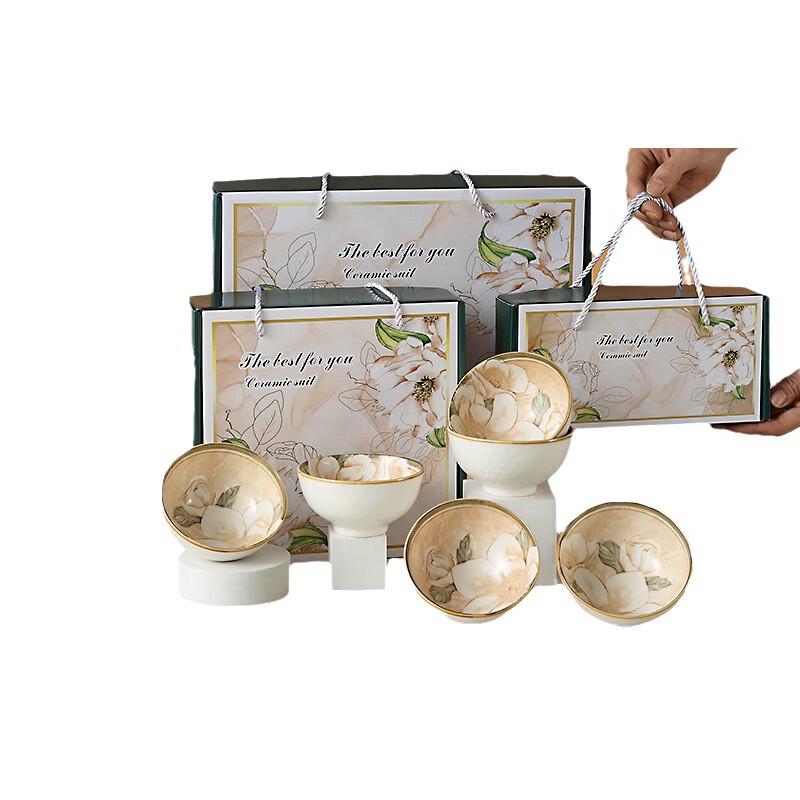 Japanese Style Camellia Ceramic Dinnerware Set