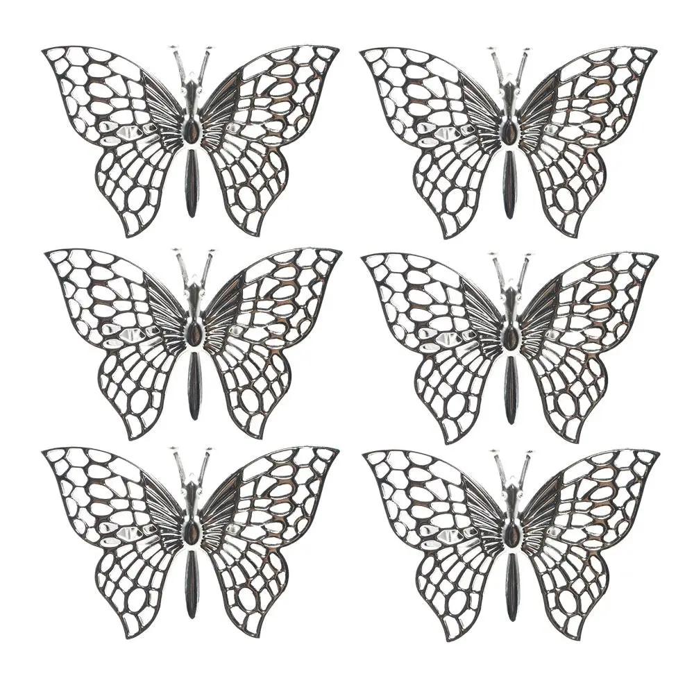 1/6pcs Iron Napkin Ring Gold/Rose Gold/Silver Butterfly/Hollow Hollow Butterfly Napkin Ring Decorative Napkin Clasp