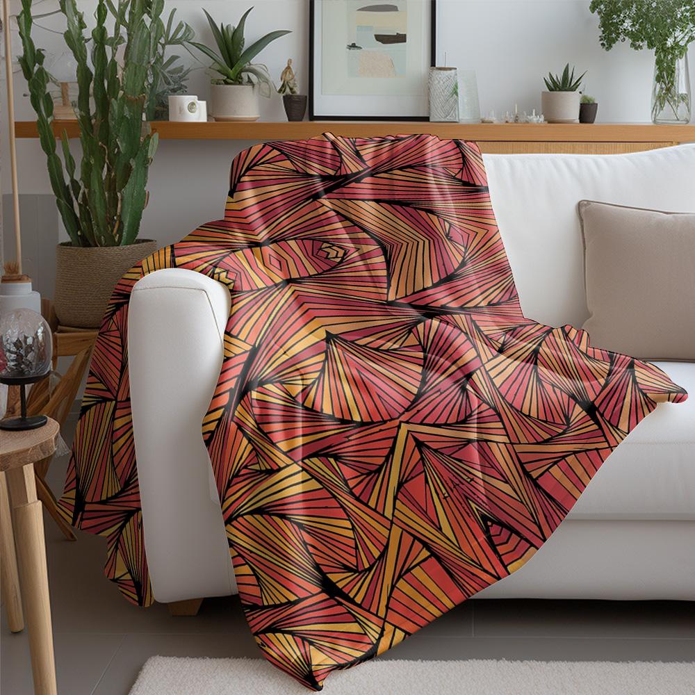 Geometric Pattern Blanket Abstract Triangle Design Cozy Fleece Throw Blanket Decorative Bed Blanket Gift for Women/Men