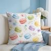 Macarons and Floral Cushion Cover Short Plush Soft DoubleSided Printing Pillow Case Cozy Sofa Bedroom Home Decor Gift