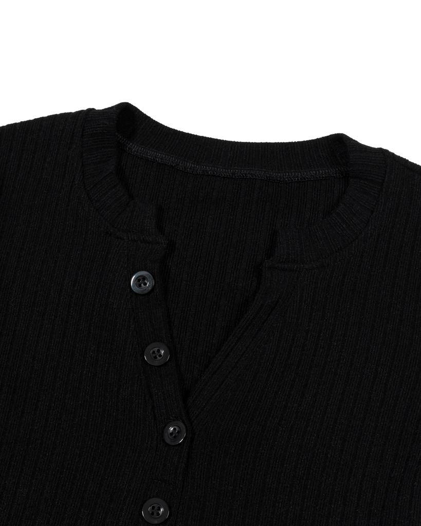 MOAA Henley Rib Knit Top (Black)