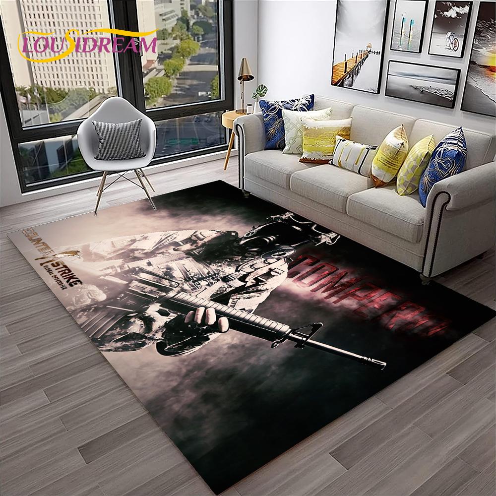 3D CS GO Game,Counter Strike Gamer Carpet Rug for Home Living Room Bedroom Sofa Doormat Decor,kids Area Rug Non-slip Floor Mat