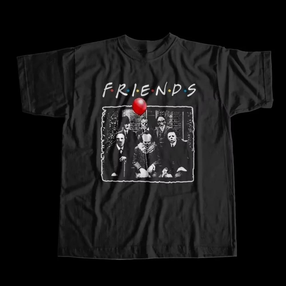 

2025 Summer Cotton Funny Halloween Graphic Men T Shirt Horror Friends T-Shirt Big Size Funny Men T-shirt Funny Tee Shirts Tops 4XL