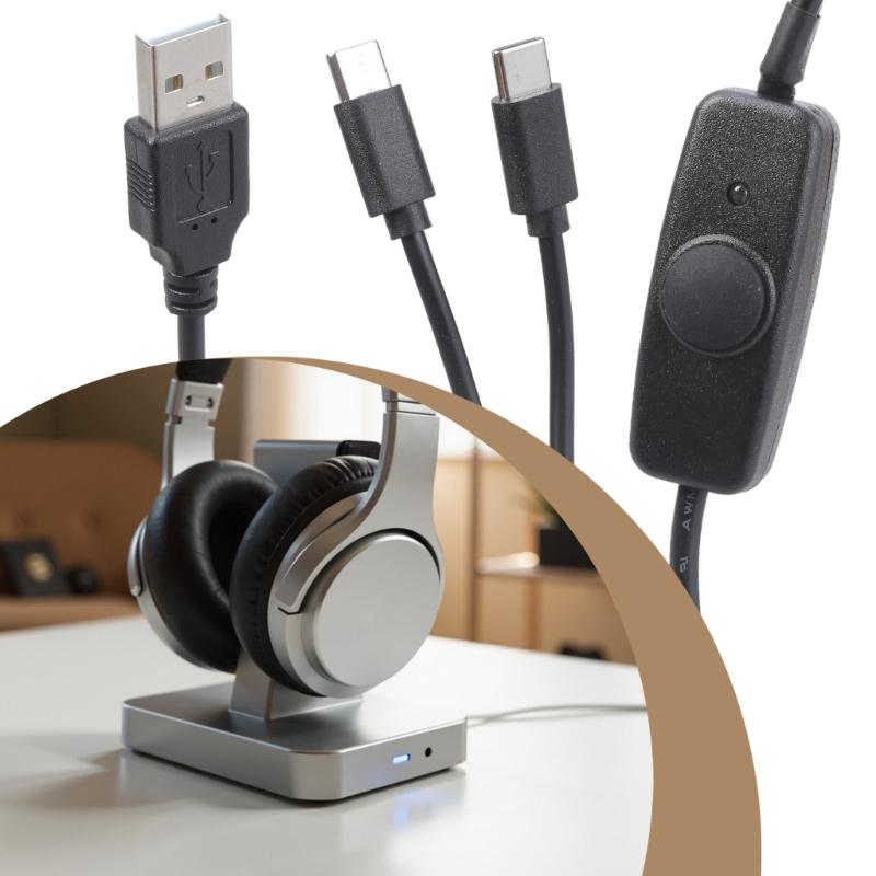 Multi USB C Cable 2 In 1 Multiple Type C Charging Cable Double Splitter with Switches USB A To Double USB C Port