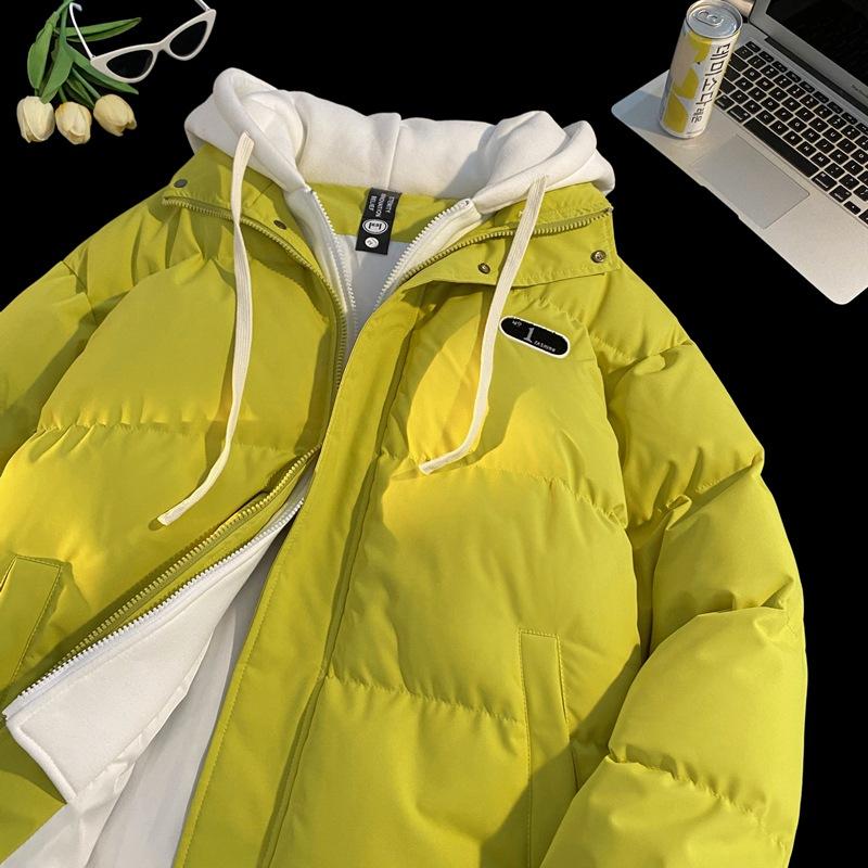 

Fake Two Pieces of Cotton Clothing Men s Models Winter Thickened Cotton Jacket Bread Clothes Hooded Loose Cotton Coat Fashion Jacket 3XL