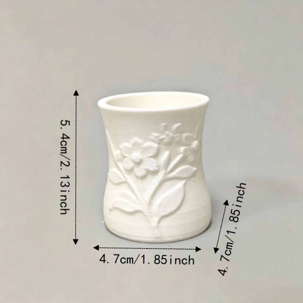 3D Printed Flower Vase Raised Patterns Pen Holder Cosmetics Storage Rack Living Room Decor