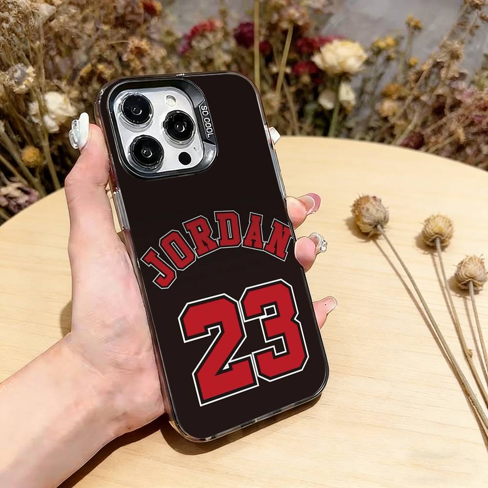 Basketball Michael J-jordan Phone Case For iPhone 17,16,15,14,13,12,11 Plus,Pro Max,XS,Colored Silver Plated Inside Cover