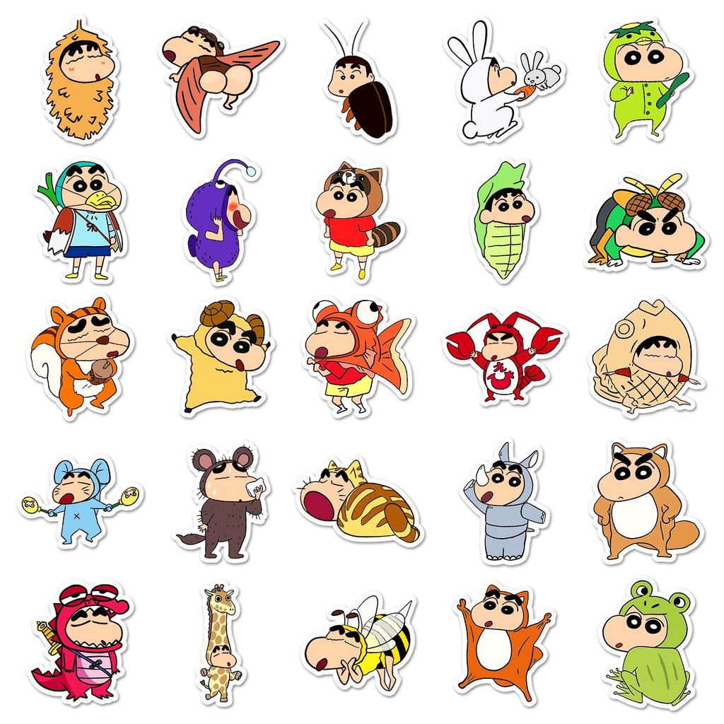 50 Sheets Crayon Shin-chan Waterproof Mochi Stickers - Cute Japanese Animation for Journals