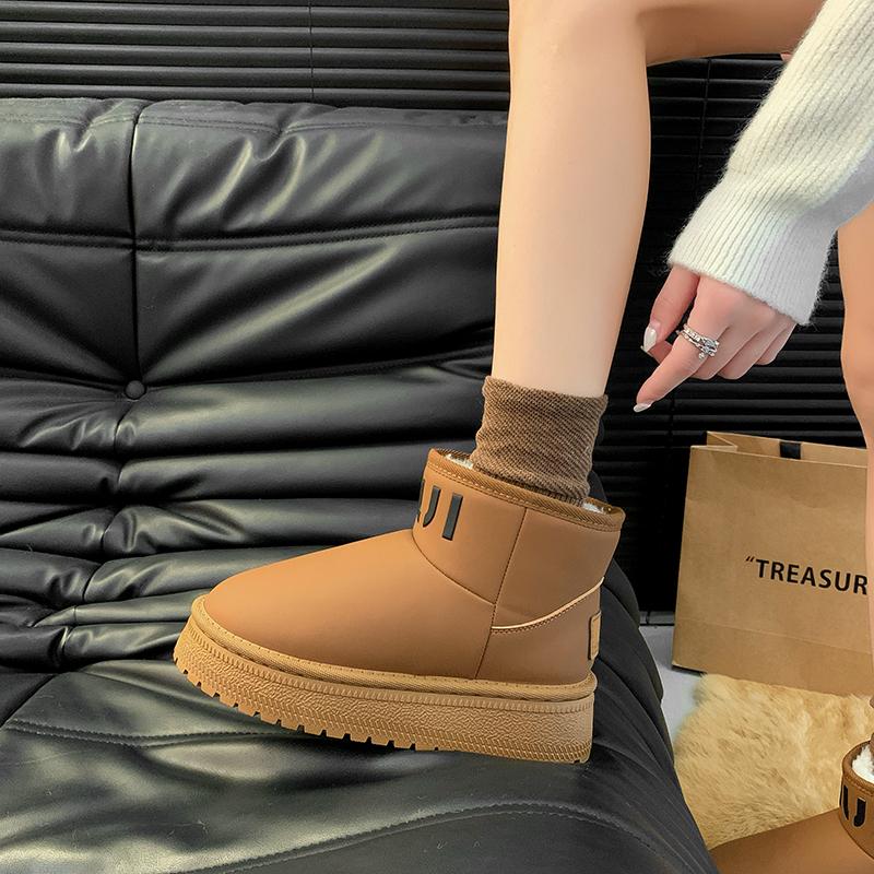 Fashion Outdoor Non-slip Ladies Ankle Boots Winter 2024 Snow Boots for Women Plus Velvet Platform Warm Short Plush Womens Shoes