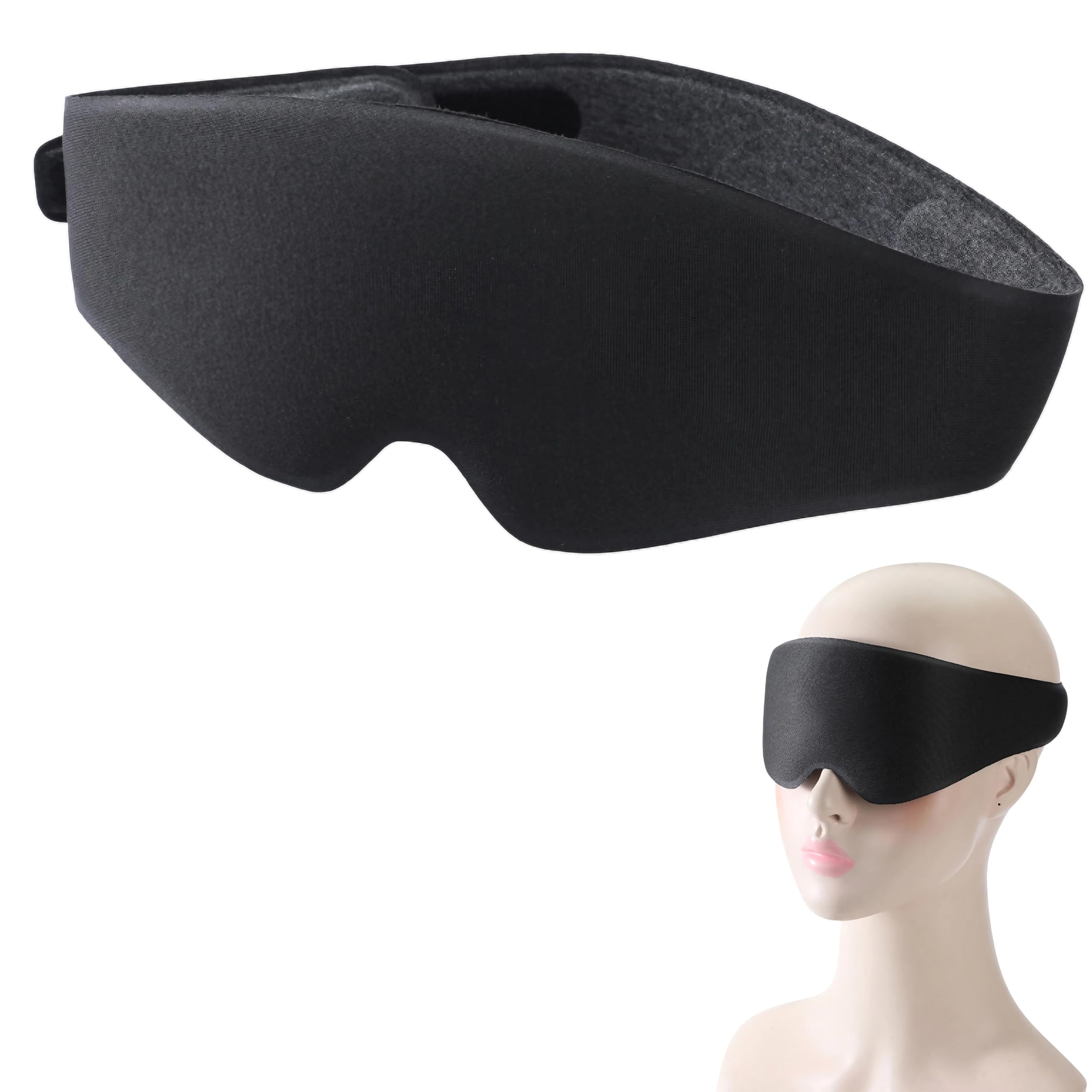 

East Leaf Eye 3D Свет Удобная Регулируемая Липучка Дорожная и Самолетная Маска для Глаз, Форма, Блокировка, Сон, Закрытие, Безопасная, Легкая, (черный)