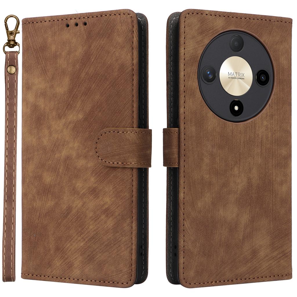 For Honor Magic6 Lite 5G/X9b 5G/X50 Case RFID Blocking Leather Wallet Phone Protection Cover with Strap