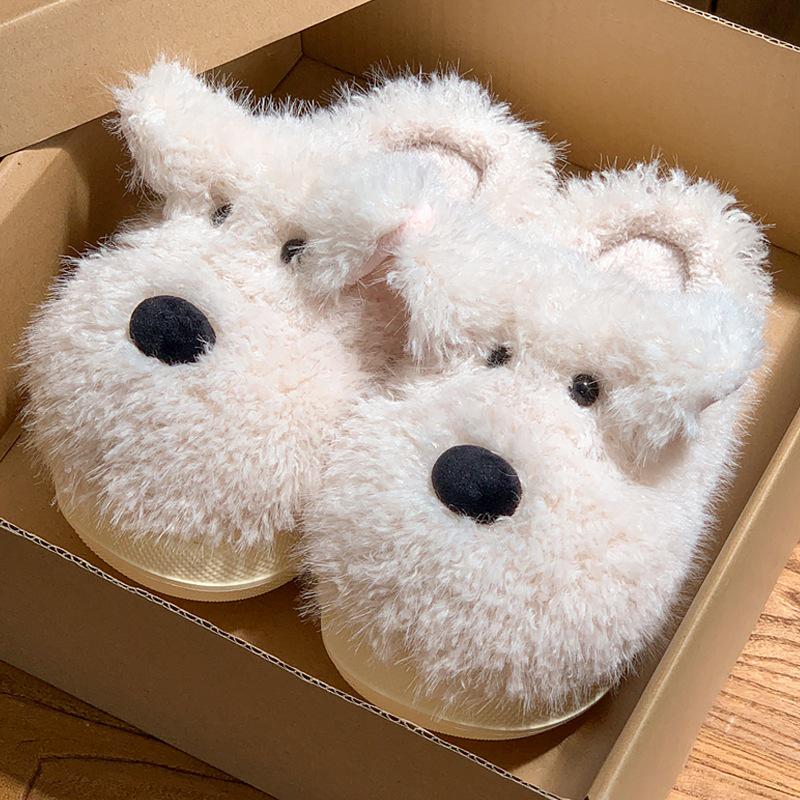 

Puppy Kids Cotton Slippers: Cute, Cozy, Non-slip Indoor Plush Footwear for Girls and Boys, Perfect for Autumn and Winter. 34-35 (21CM) білий