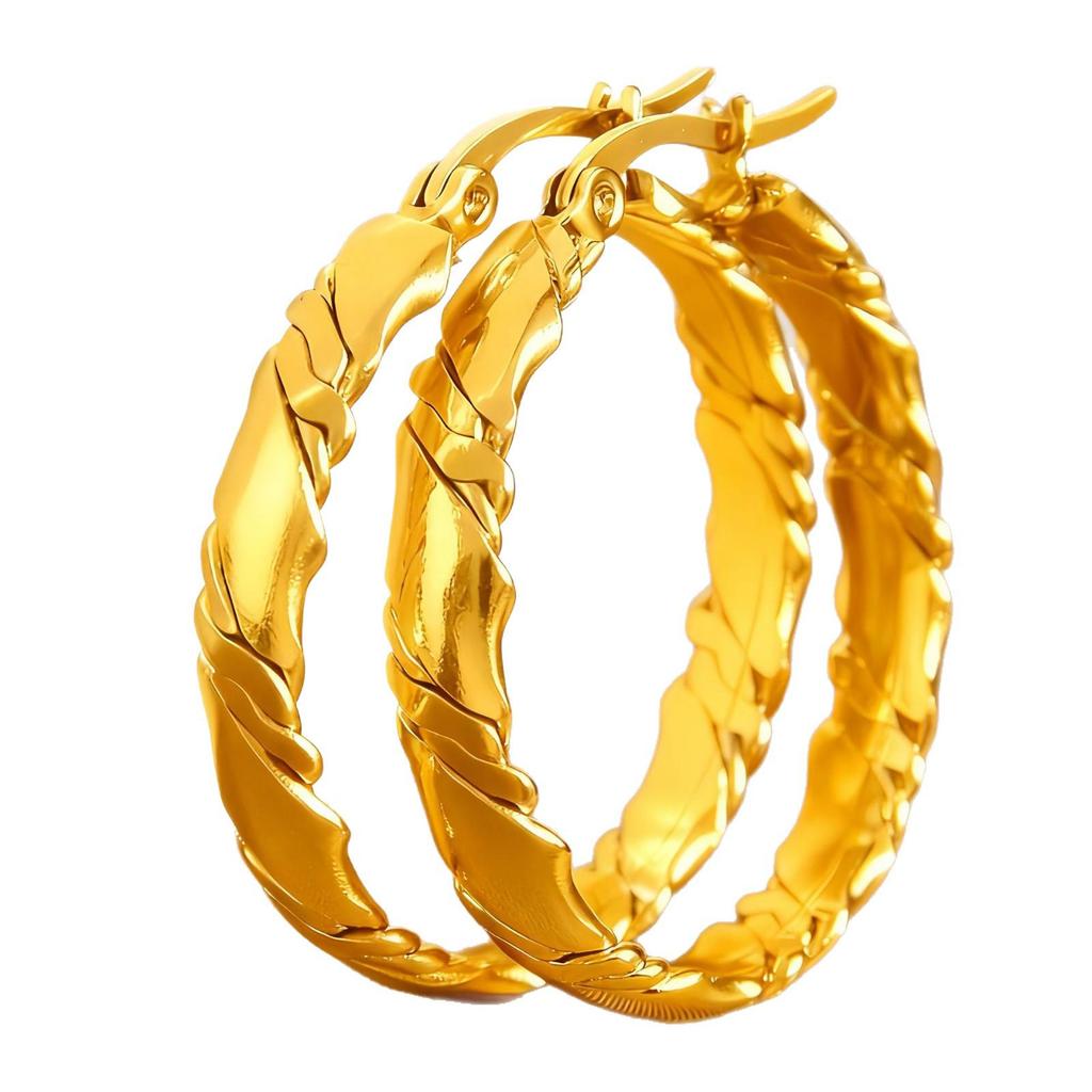 Layered Woven Texture Gold Hoop Earrings - High-End, Non-Fading Titanium Steel (2025)