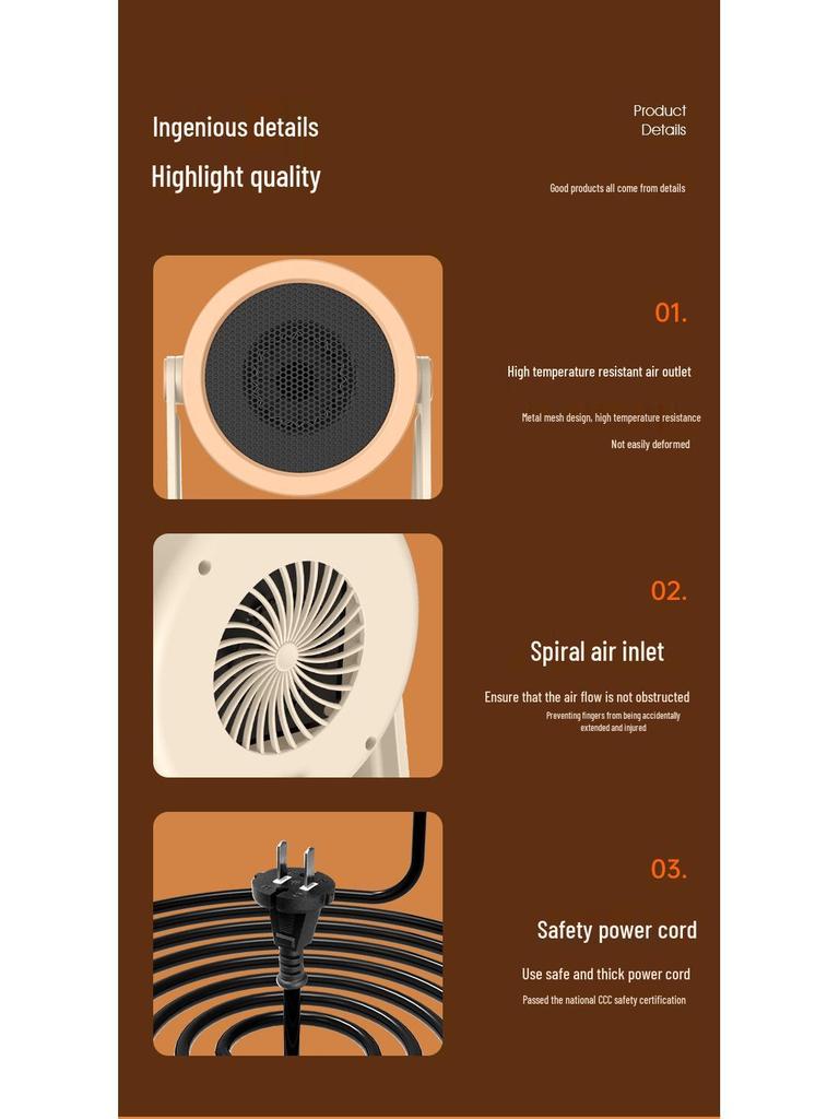 Compact Energy-Saving Desktop Heater: Fast & Efficient Warm Air Blower for Home & Office